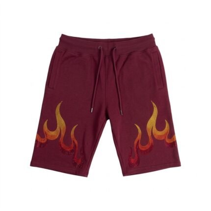 Custom Rhinestone Flame Shorts for Streetwear & Fashion Brands