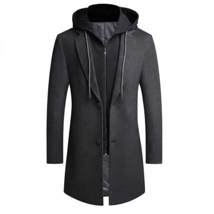 Custom Black Hooded Wool Coat | Premium Warm, Elegant & Durable Outerwear