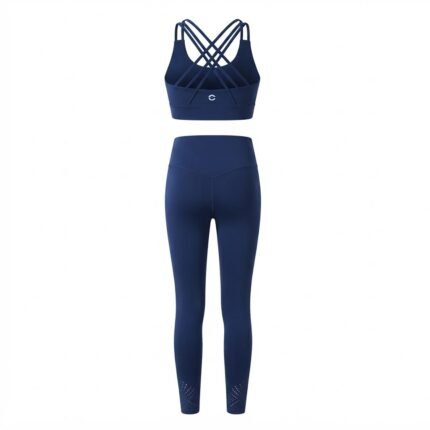 Custom Navy Blue Sports Bra & Leggings Set