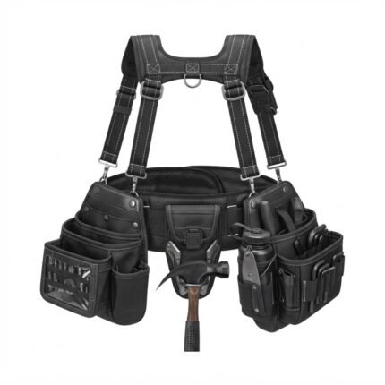 Heavy-Duty Safety Tool Belt with Suspenders – Professional Multi-Pocket Work Rig