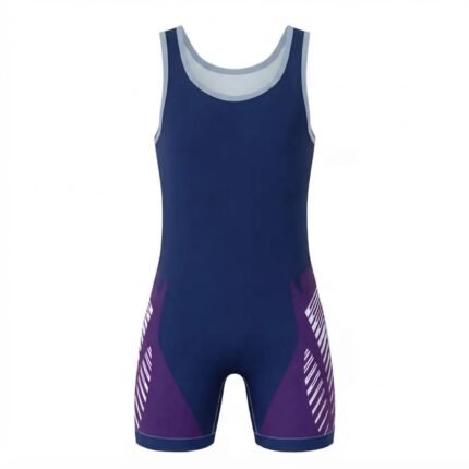 Custom Wrestling Singlet | Navy Blue & Purple Wrestling Uniform