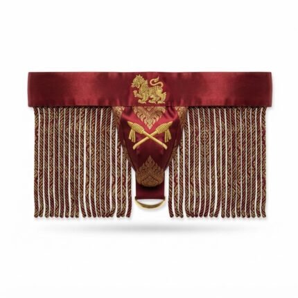 Custom Burgundy Sumo Wrestling Mawashi – Traditional Martial Arts Belt with Decorative Fringe