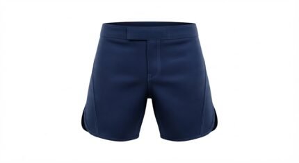Custom Navy Blue Krav Maga Training Shorts with Utility Back Pockets & Reinforced Side Panels