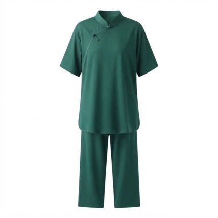 Custom Emerald Green Tai Chi Martial Arts Uniform with Mandarin Collar & Frog Closure – Training Set