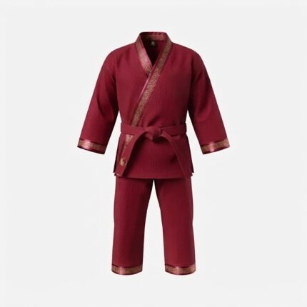 Custom Burgundy & Gold Hapkido Martial Arts Uniform – Traditional Training Gi with Belt