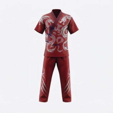 Custom Red Dragon Kickboxing Martial Arts Uniform Set – Short Sleeve Training Suit