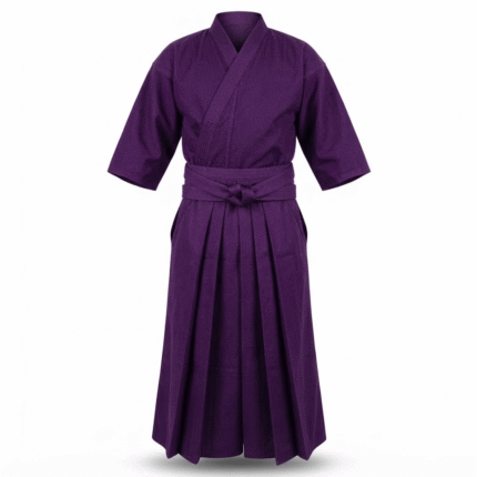 Custom Purple Iaido Martial Arts Training Uniform with Pleated Hakama-Style Design